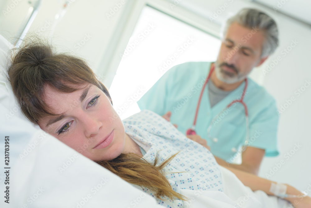 Fototapeta premium beautiful female patient in a hospital room