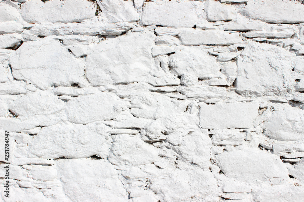 Old white brick stone wall detail horizontal abstract wallpaper