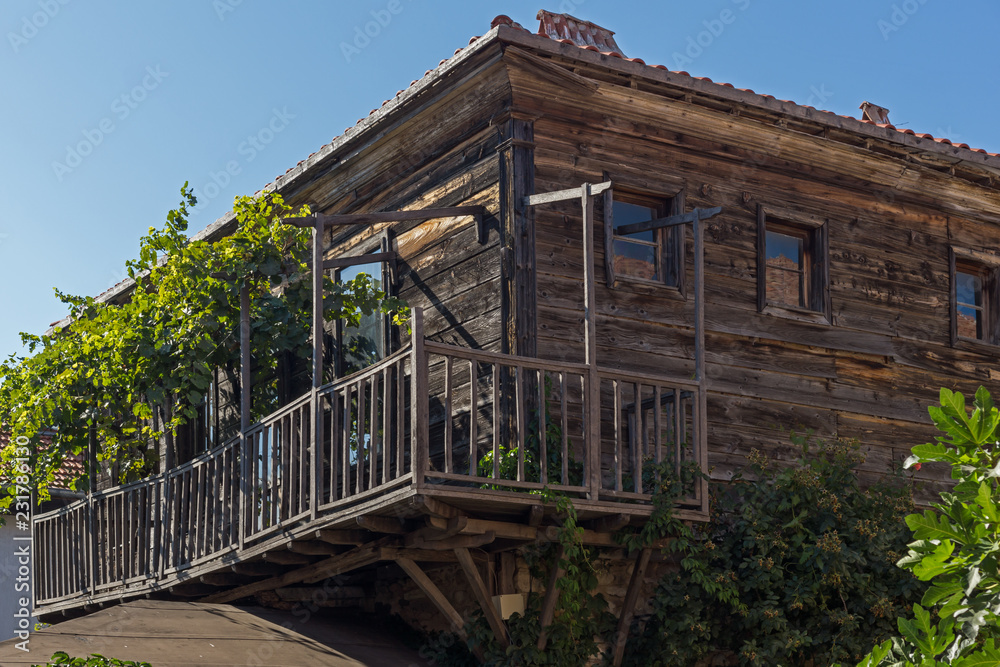 Typical Street and houses in old town of Nessebar, Burgas Region, Bulgaria