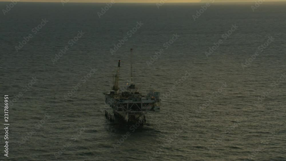 Aerial Exploration Platform drilling Rig sunset Oil USA Aerial Exploration Platform drilling Rig sunset Oil USA