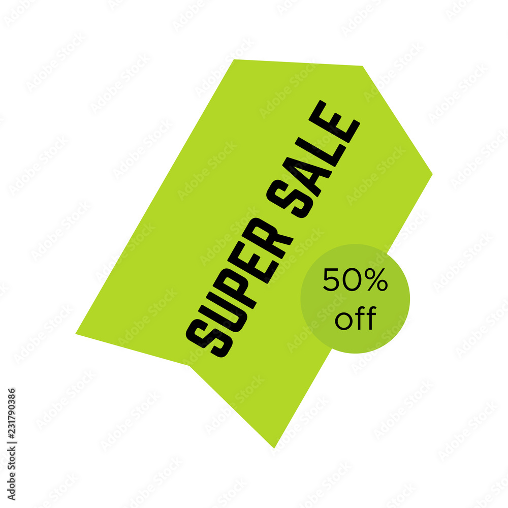 Green super sale sticker in the form of an arrow Green super sale sticker in the form of an arrow