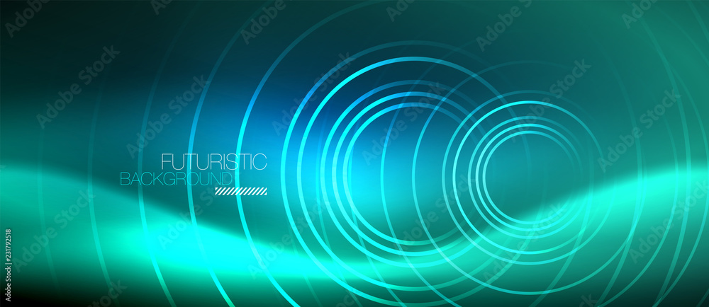 Neon glowing circles background Neon glowing circles background