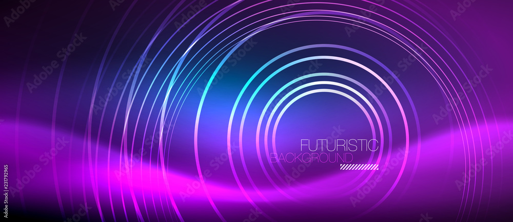Neon glowing circles background Neon glowing circles background