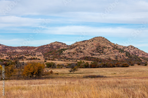 Landscape at the Wichita Mountains Wildlife Refuge, located in southwestern Oklahoma