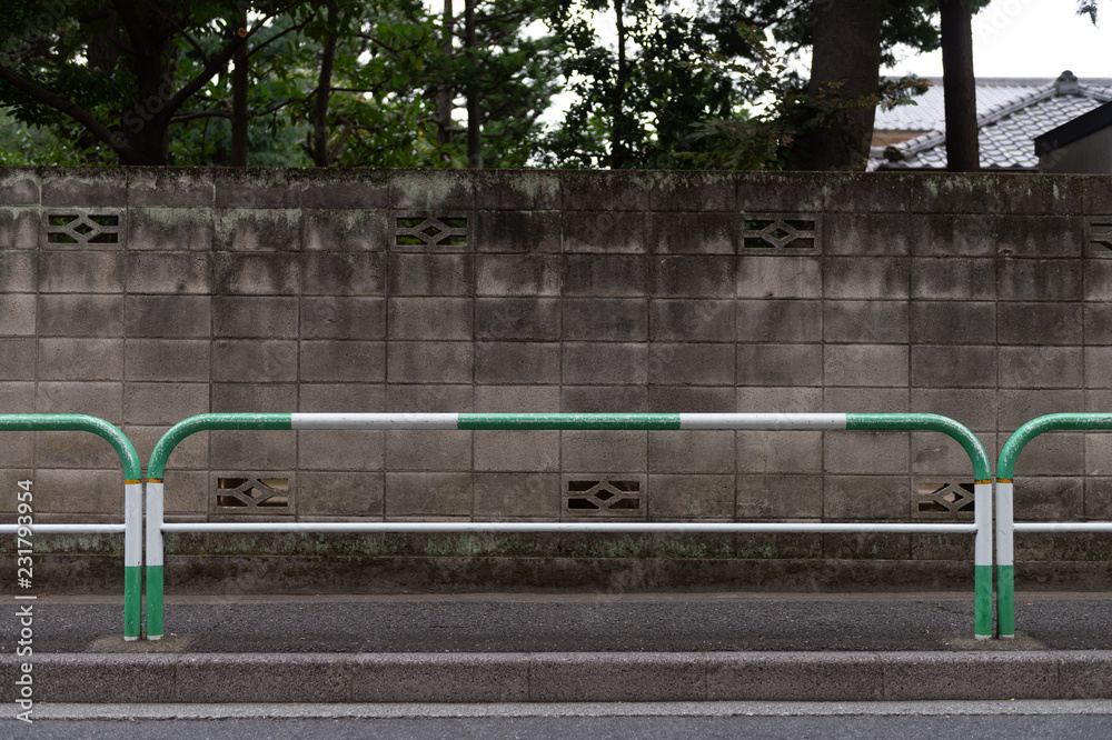 street wall background ,Industrial background, empty grunge urban street with warehouse brick wall