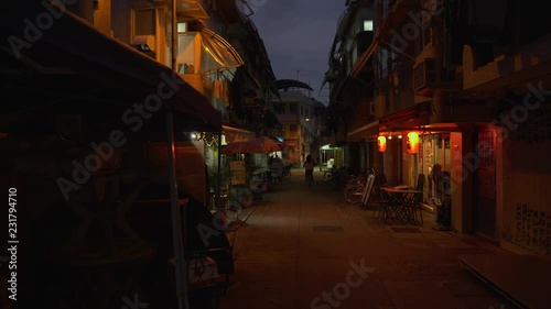 A unique view of night life in island of Hong Kong. photo