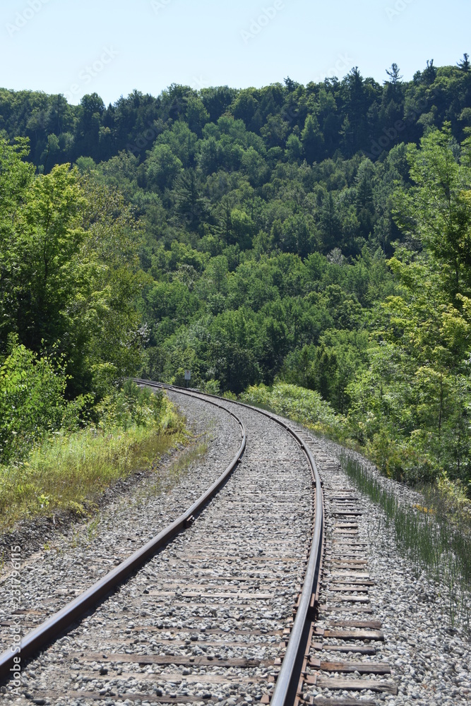 Fototapeta premium Railroad tracks with escarpment 