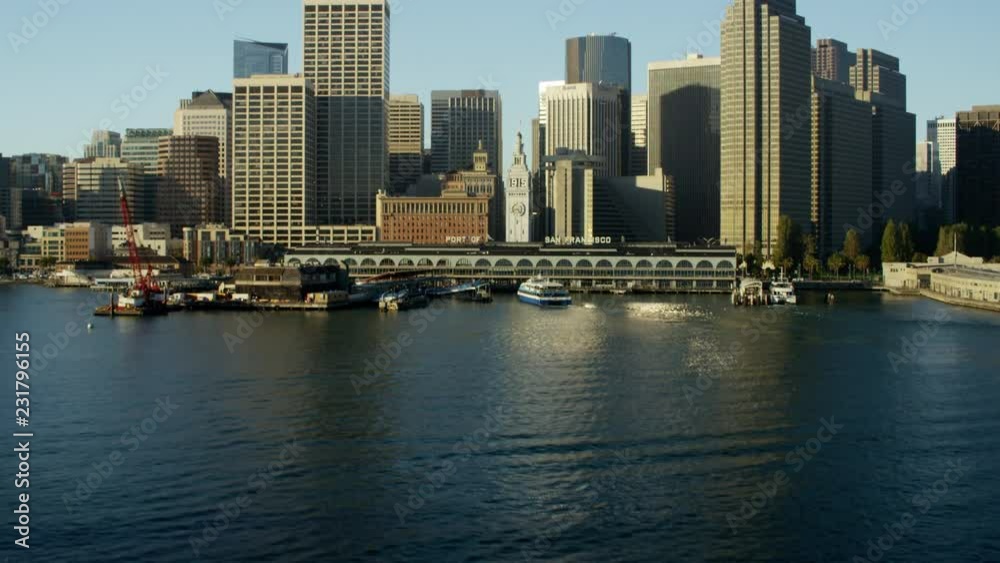 Aerial view Port of San Francisco California USA Skyline Skyscraper Aerial view Port of San Francisco California USA Skyline Skyscraper