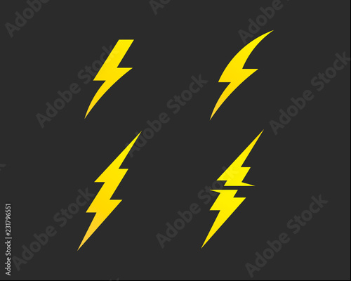Lightning bolt, electricity power vector set