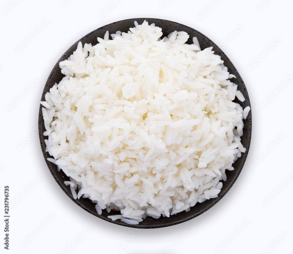 rice in bowl on white background rice in bowl on white background