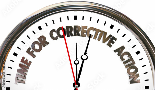 Photos Time for Corrective Action Clock Words 3d Illustration