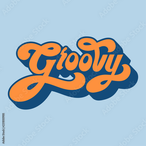 Groovy word typography style illustration