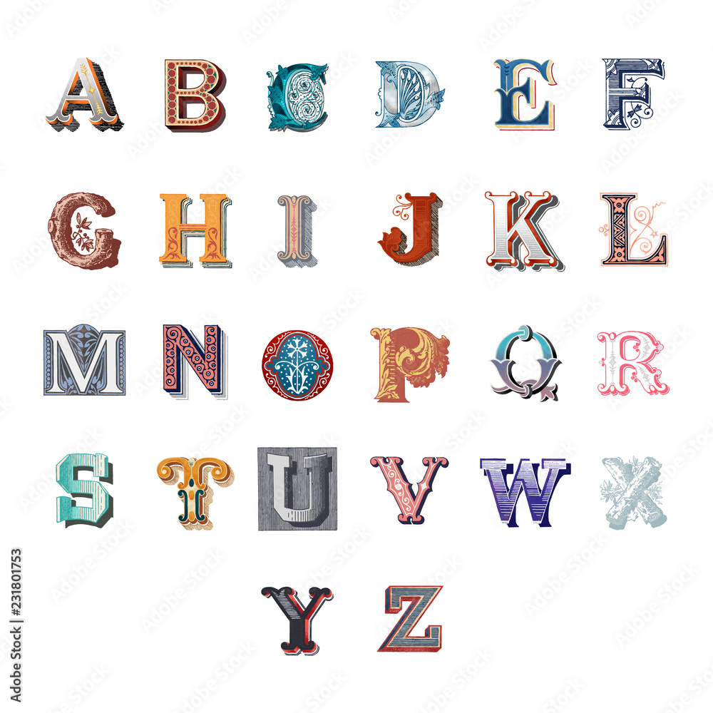 English alphabet letter A to Z icon isolated Stock Vector | Adobe Stock