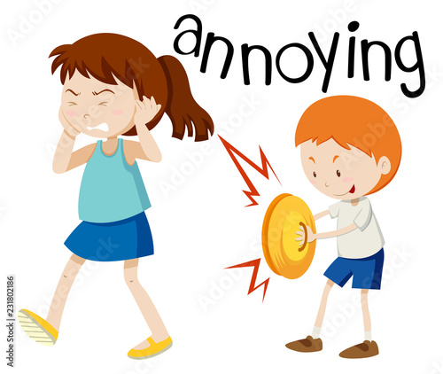 Young boy annoying girl