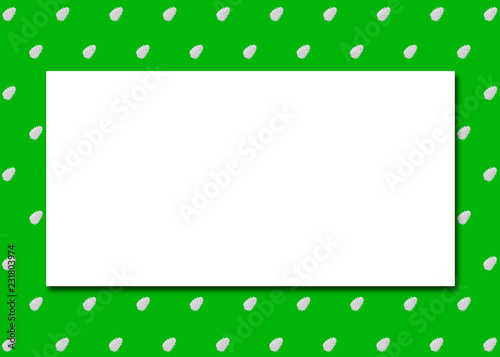 Minimalist Greeting Card Vintage Illustration With Cedar Cones Polka Dot Pattern, Dark Pastel Green Background And Copy Space. Christmas And New Year Banner, Cover, Invitation Concept.