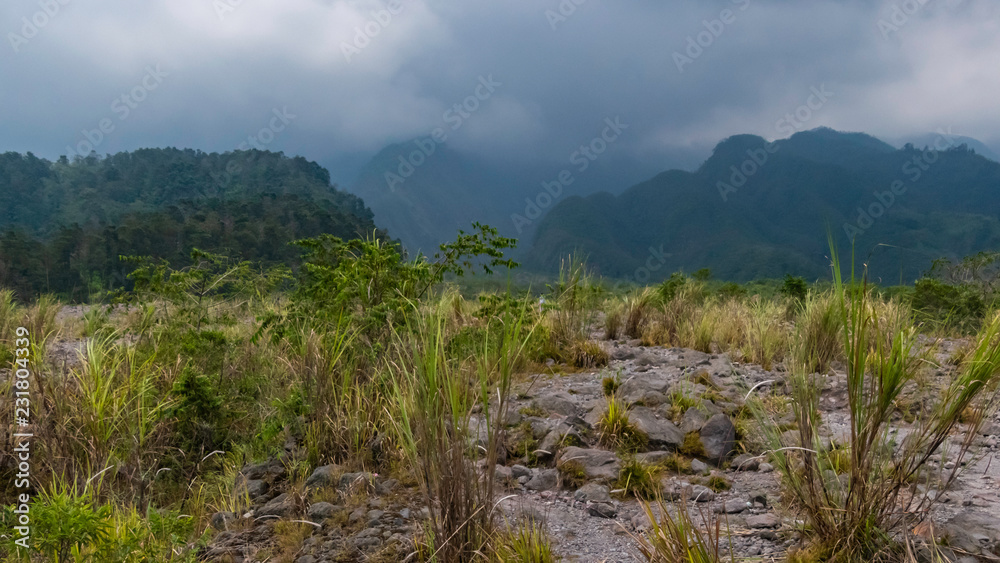 Fototapeta premium Morning Sun at Mt Merapi