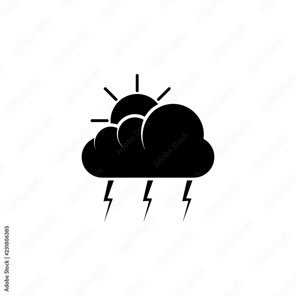 The sun behind the cloud and lightning icon. Element of weather. Premium quality graphic design icon. Signs and symbols collection icon for websites, web design, mobile app The sun behind the cloud and lightning icon. Element of weather. Premium quality graphic design icon. Signs and symbols collection icon for websites, web design, mobile app