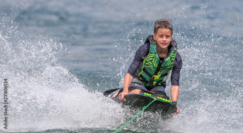 Boat Kneeboarding on Lake