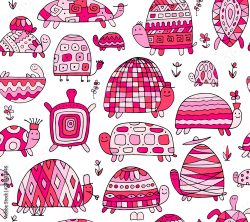 Funny turtles collection, seamless pattern for your design