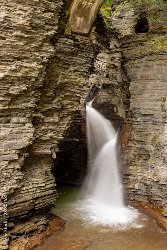 Sentry falls cascading over the rocks in Watkins Glen State Park