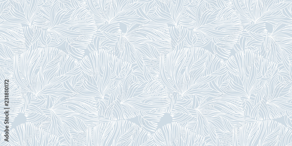 Coral or algae doodle linear seamless pattern.