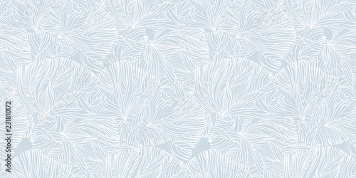 Coral or algae doodle linear seamless pattern.