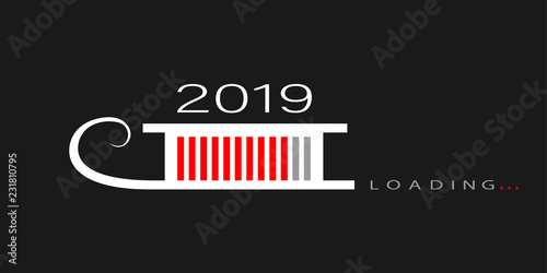 Loading 2019 New Year creative card with abstract progress bar.