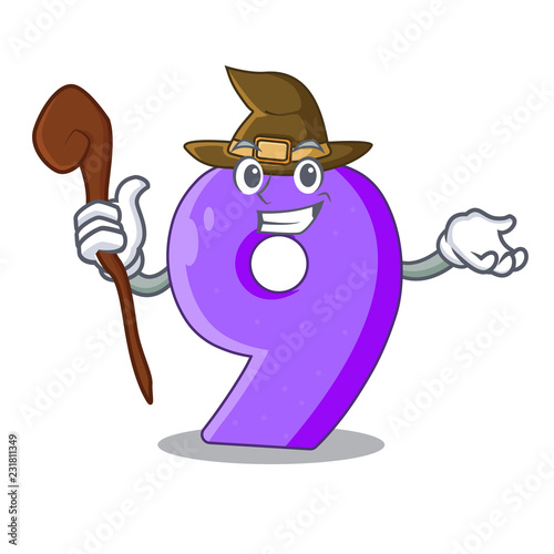 Witch number Nine balloon font shaped charcter