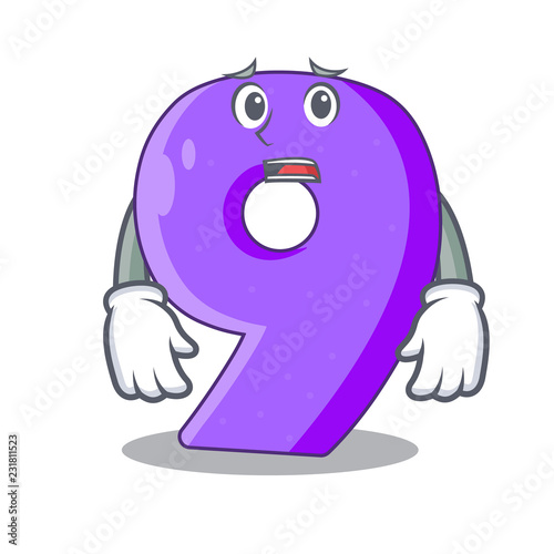 Afraid number Nine balloon font shaped charcter