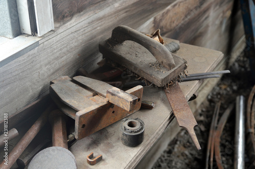 Blacksmith tools in workshop
