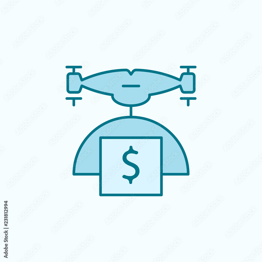 drone with money field outline icon drone with money field outline icon