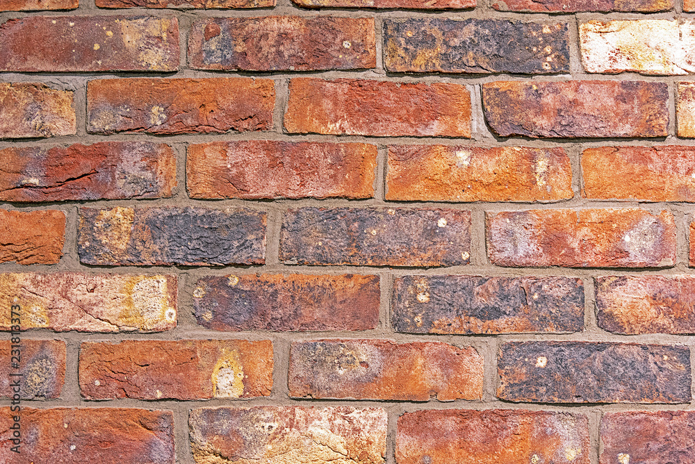Obraz premium Background from a rugged red brick wall