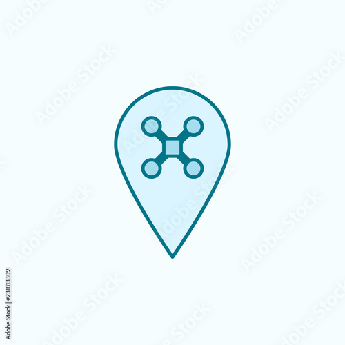 pin drone  field outline icon