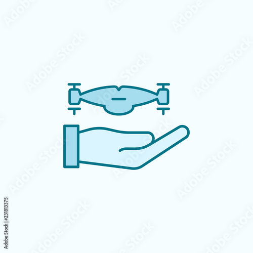 hand with a drone  field outline icon