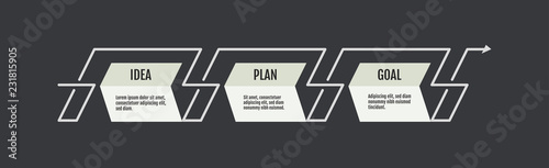 Business strategy. Series of steps performed to achieve a concrete goal. Vector illustration.