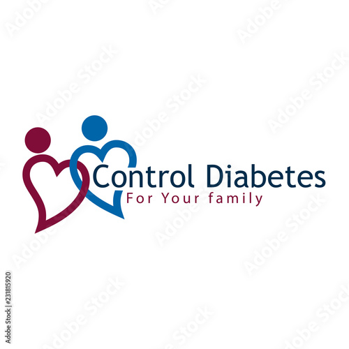 Control Diabetes for family vector illustration, flat design