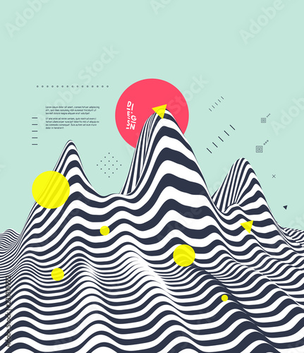 Landscape background. Terrain. Asian vector illustration.