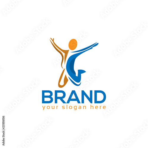 Successful people logo template, colorful people