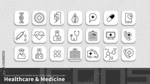 Modern simplicity line icon set with editable stroke. Healthcare & Medicine pack.
