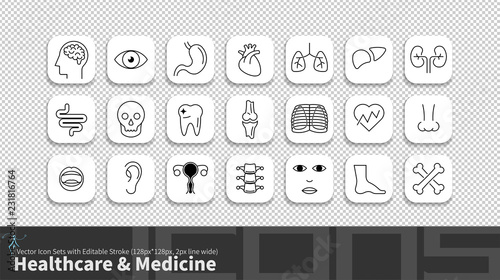 Modern simplicity line icon set with editable stroke. Healthcare & Medicine pack.
