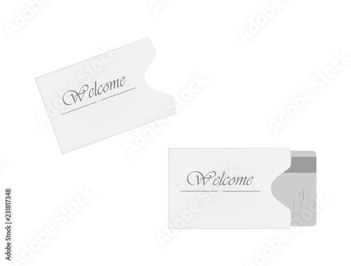 Hotel magnetic stripe key card sleeve holder, vector template