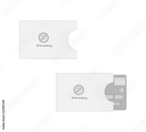 Bank card holder - RFID blocking sleeve, vector template