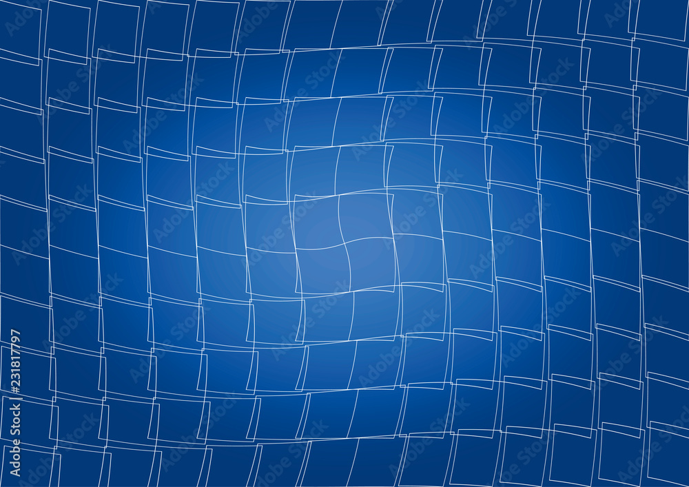 Blue vector abstract geometric gradient background with crossing white lines. Mosaic grid.
