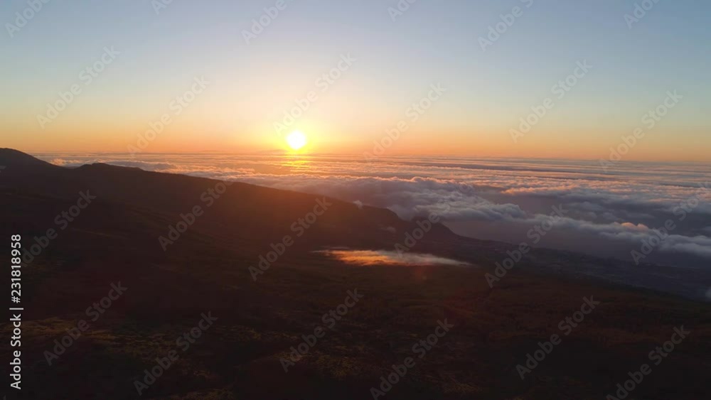 Aerial view of Teide National Park, flight over the mountains at sunset. Tenerife, Canary Islands Aerial view of Teide National Park, flight over the mountains at sunset. Tenerife, Canary Islands