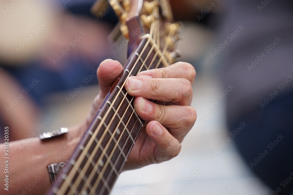 Fototapeta premium The guitar is stringed.