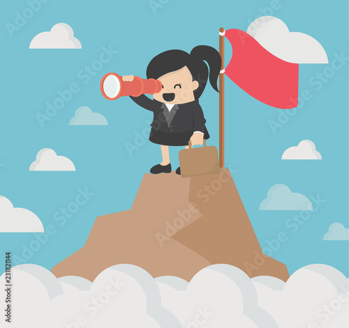 top of the world, business woman. Stock illustration © wittaya