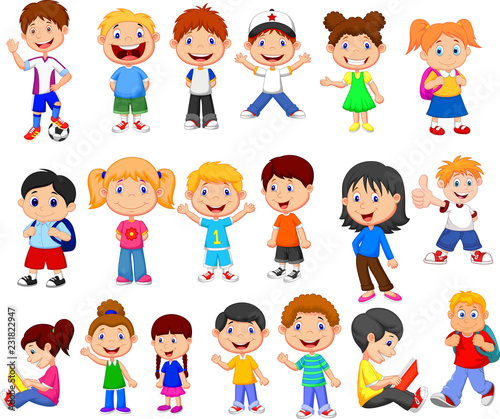Cartoon happy children collection set