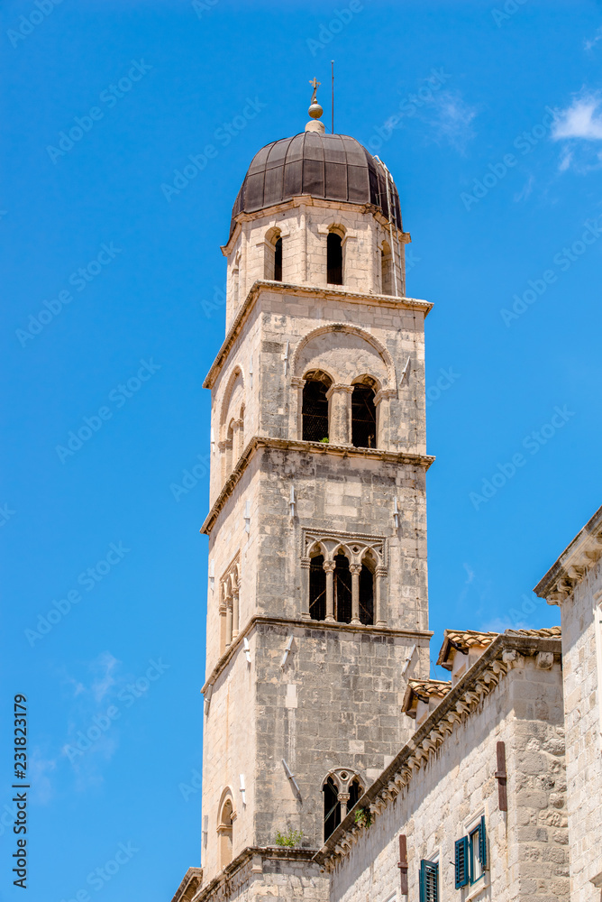 The house and Church bell tower in Dubrovnik,Croatia.
