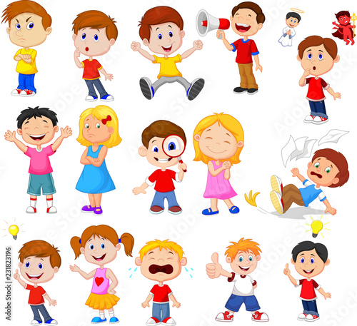 Cartoon kids with different expression