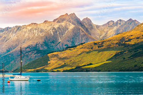 Stunning view of lake wakatipu; NEW ZEALAND, APRIL 2017.